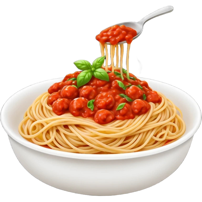 Draw a bowl of spaghetti pasta with tomato sauce & basil garnish. emoji