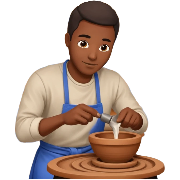 Pottery Wheel Artist black man  emoji