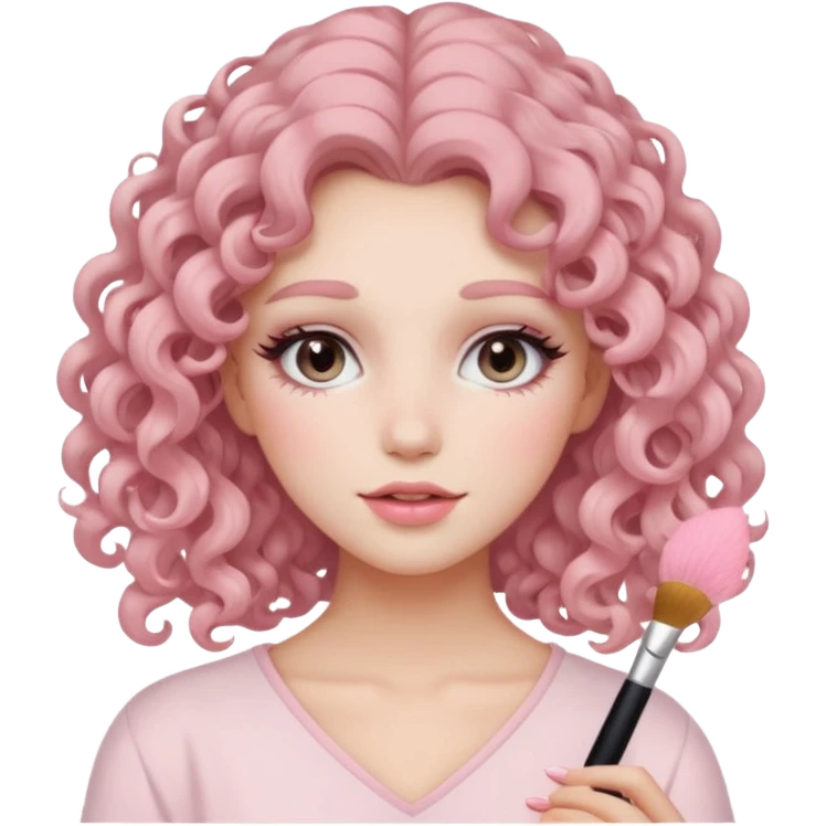 longer curly hair, and pretty withe makeup on giving clean girl vibes emoji