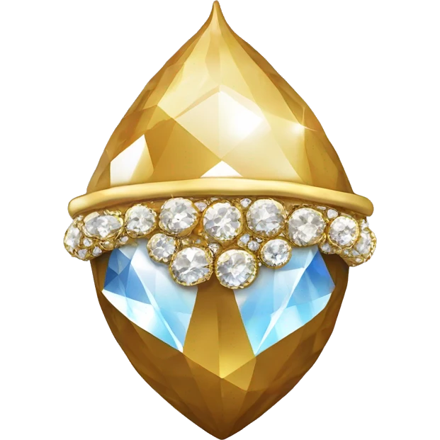 sparkling diamond Acorn, gold stem emoji