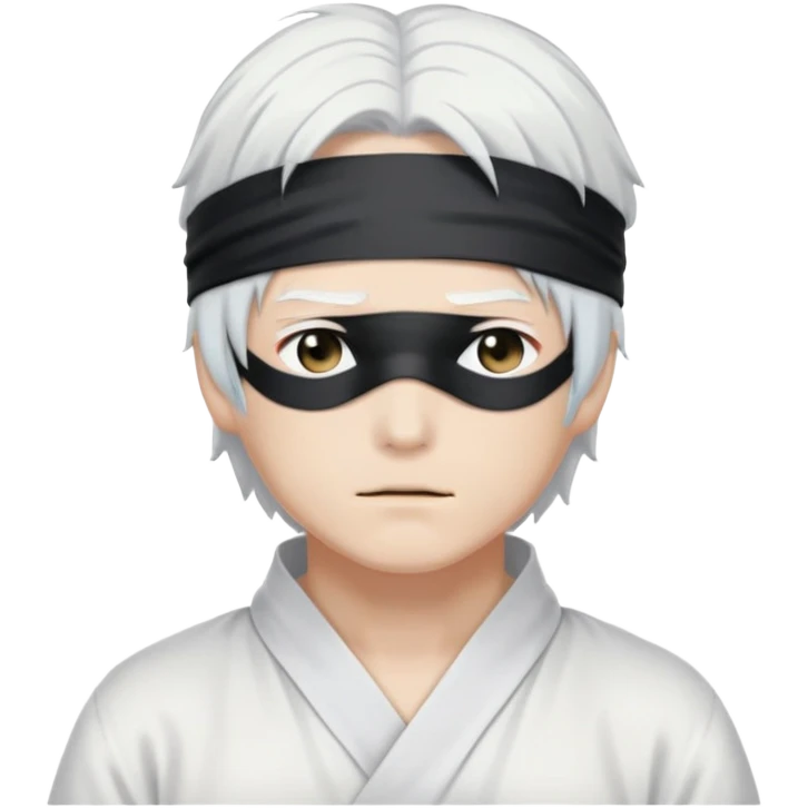 Satoru Gojo anime character with white hair and blindfold emoji