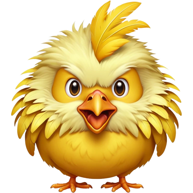 shouting yellow chicken with a funny expression emoji