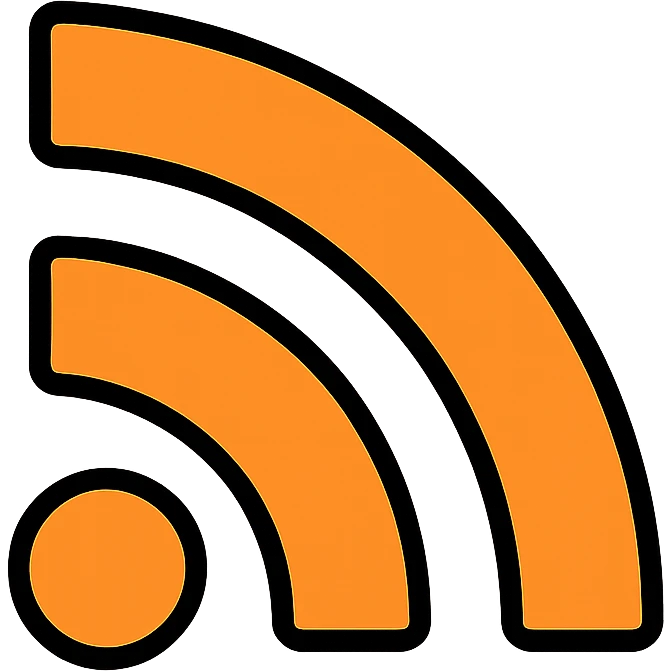 orange RSS feed icon, modern, simple, easily recognizable, suitable for app or website emoji