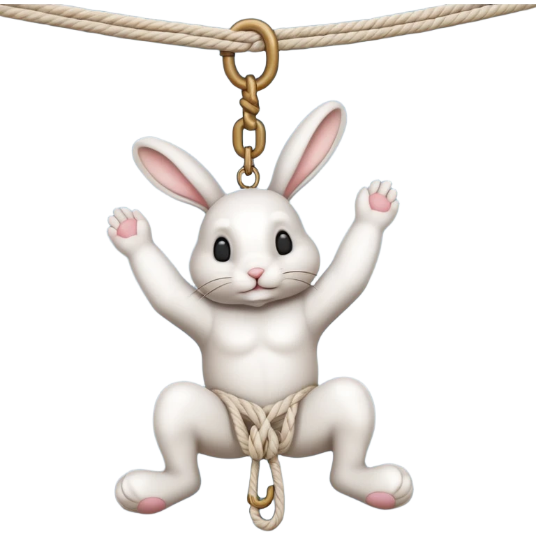 A realistic rabbit hanging tightly from a hangman’s noose  emoji