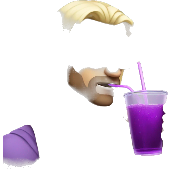 cool loner blonde long haird dude sipping a purple drink emoji