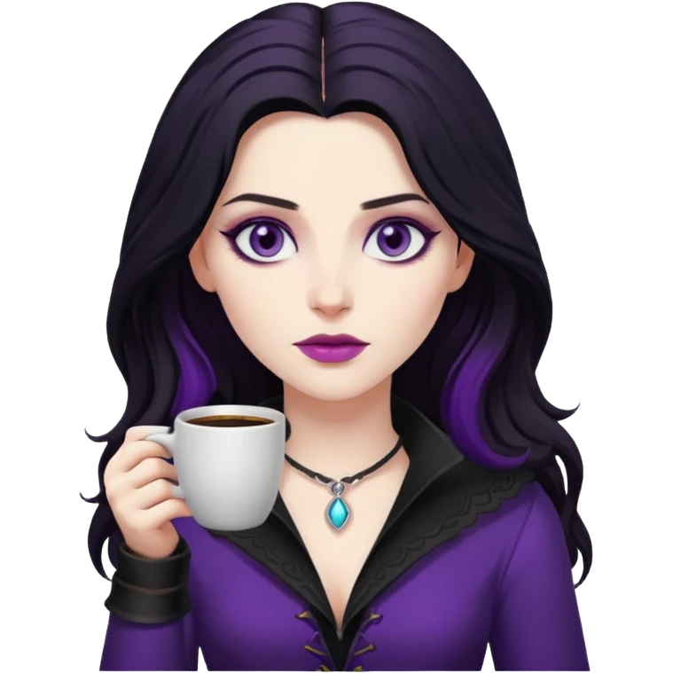 yennefer with purple eyes drinking coffee  emoji