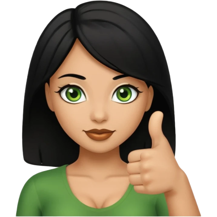 Sexy b  lady with black hair and green eyes thumbs up black and brown skin  emoji