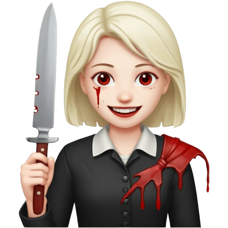 Smiling face holding bloody knife  emoji
