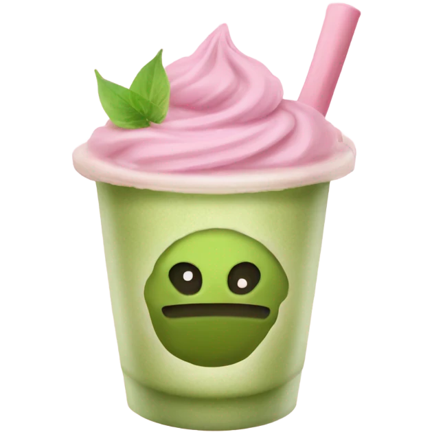 Vanilla matcha with a pink clear cup emoji