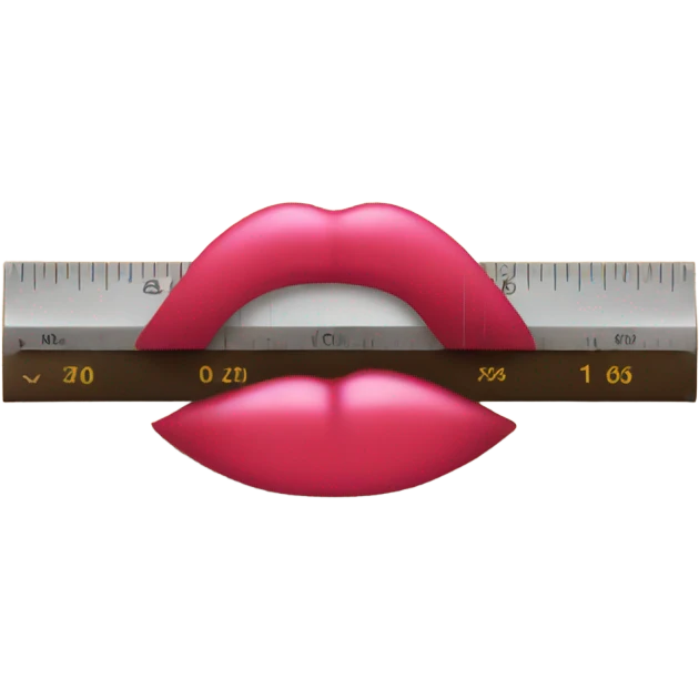 a metric ruler with a kiss lipstick mark on it emoji