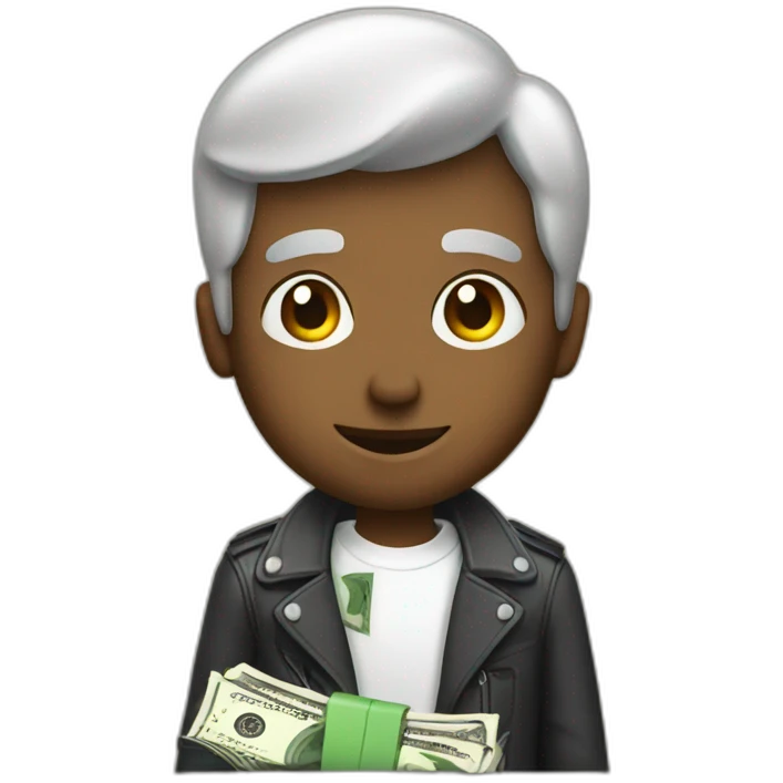 A cool guy holding dollars  emoji