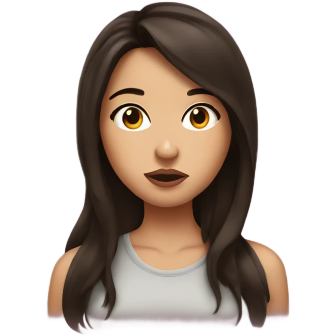 brunette girl making a kissy face emoji