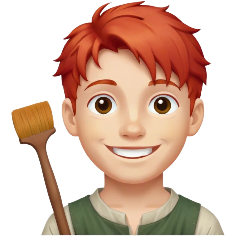 smiling painter boy 14th century with red hair  emoji