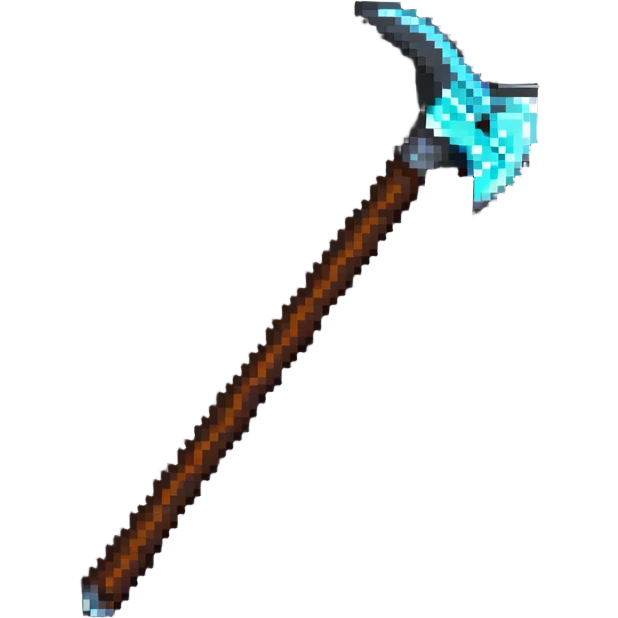 pixelated Minecraft diamond pickaxe with brown handle emoji