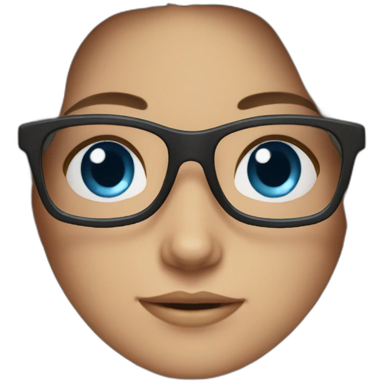 girl long brown hair blue eyes glasses emoji