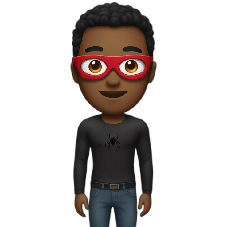 A black with a spider man disguise emoji