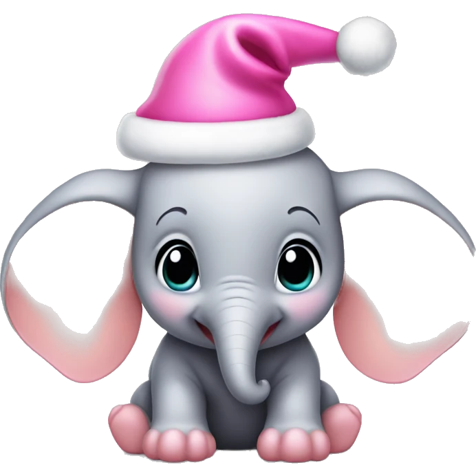 baby Dumbo wearing Pink Christmas hat emoji