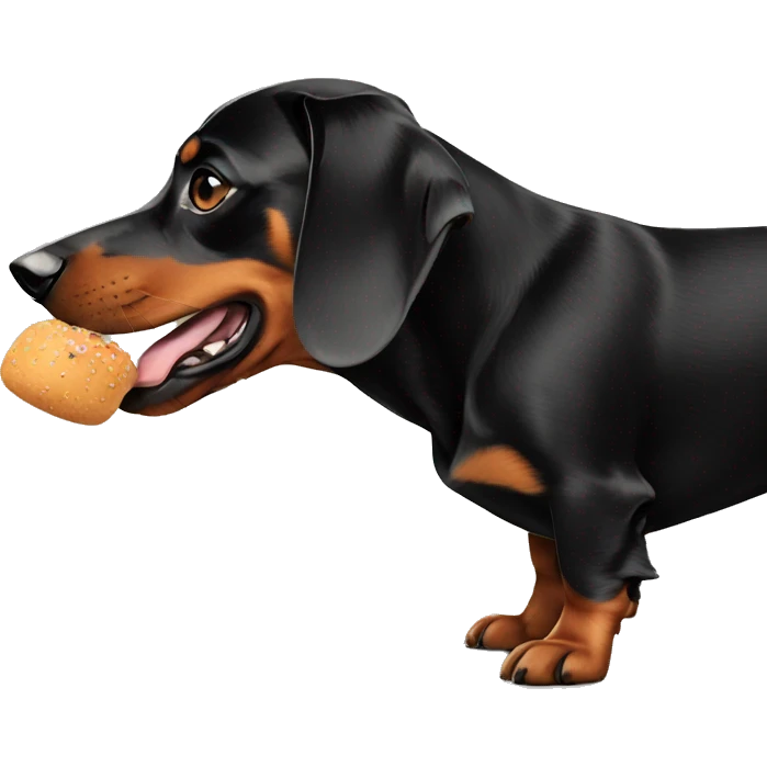 black dachshund hungry emoji
