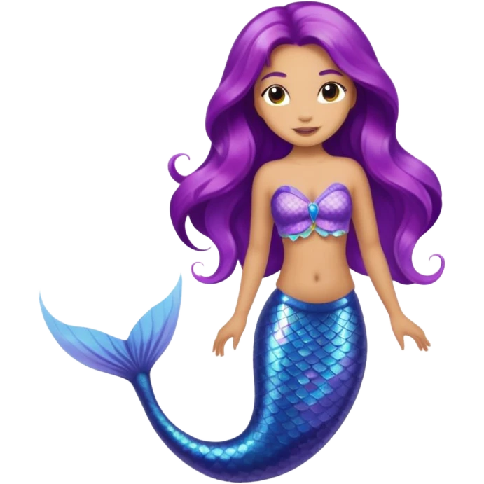 Light skin  Purple tail mermaid with fish pet emoji