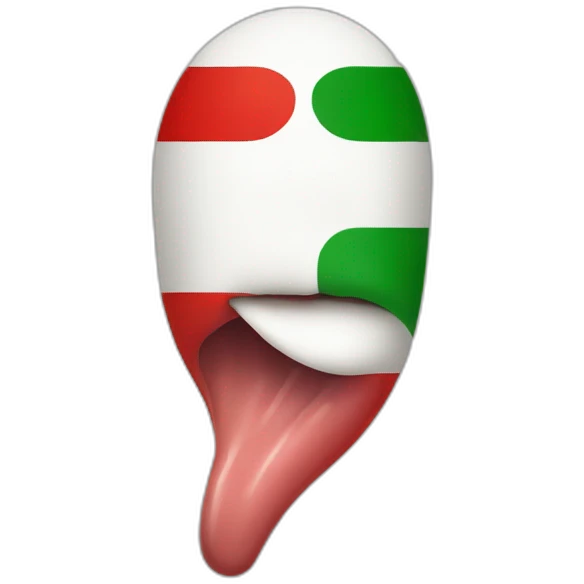 tongue out of mouth in italian flag colours emoji