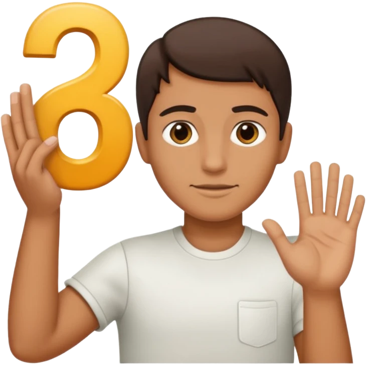 🤷🏻‍♂️ number 6 in left hand and number 7 in the right hand emoji