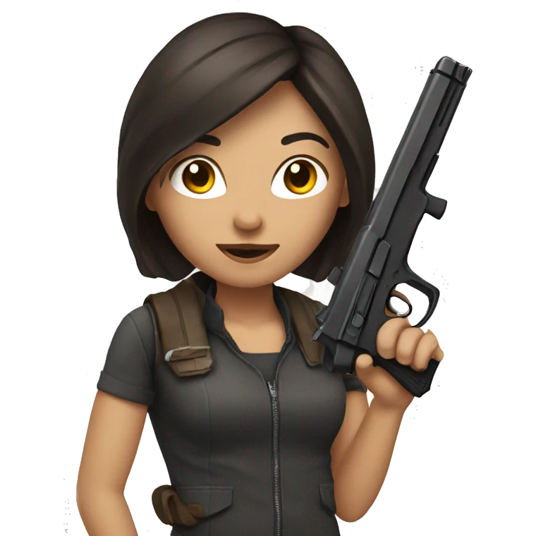 brunette holding a gun  emoji