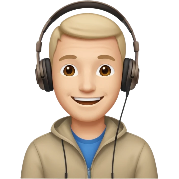 Happy man with headphones . make this pic emoji