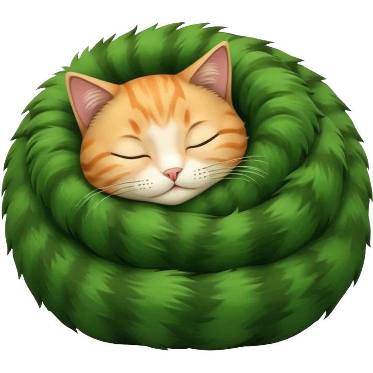 Curled Sleeping Cat green emoji