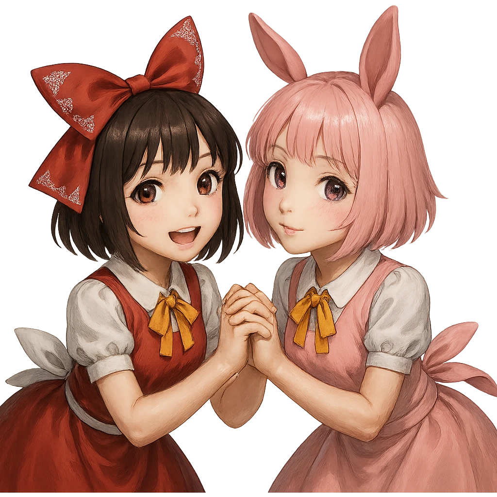 Remove the background, keep only Kuromi and My Melody, photorealistic style, preserve all details, transparent background. emoji
