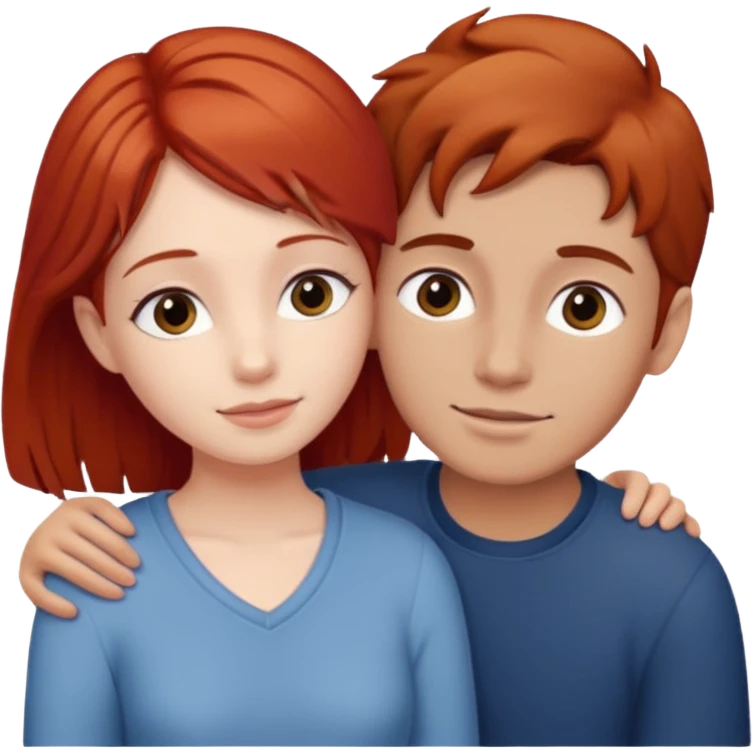 Red haired girl with brown hair boy romance emoji