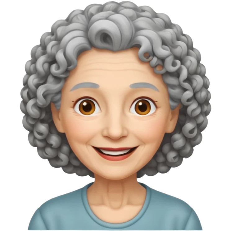 elderly woman curly hair emoji