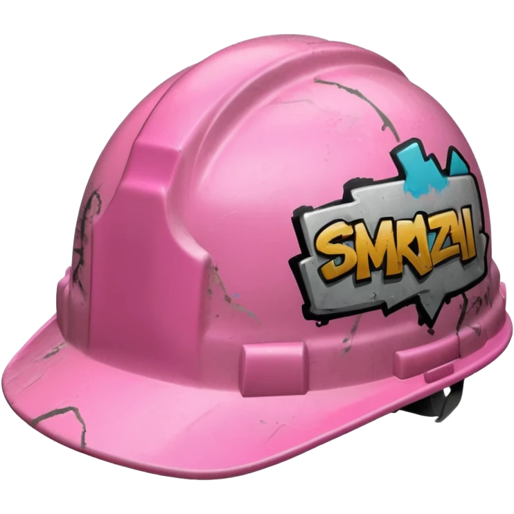 pink hard hat with graffity emoji