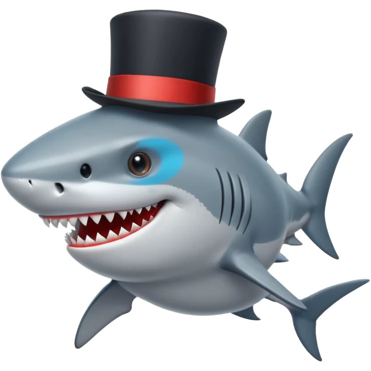 Shark with a top hat emoji