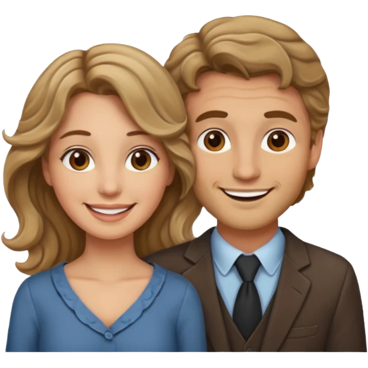 Married couple male dirty blonde hair and female brown wavy hair emoji