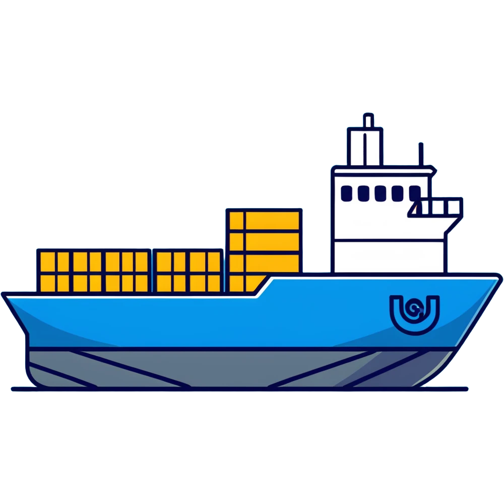 Cargo container ship in ocean emoji