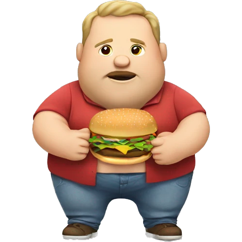 Fat guy eating burgers emoji