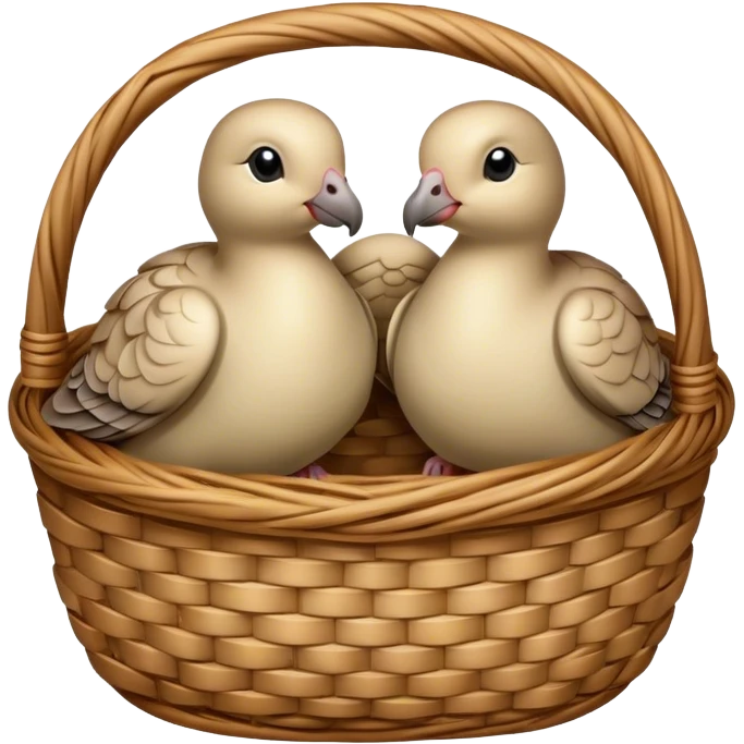 wicker basket with live turtledoves emoji