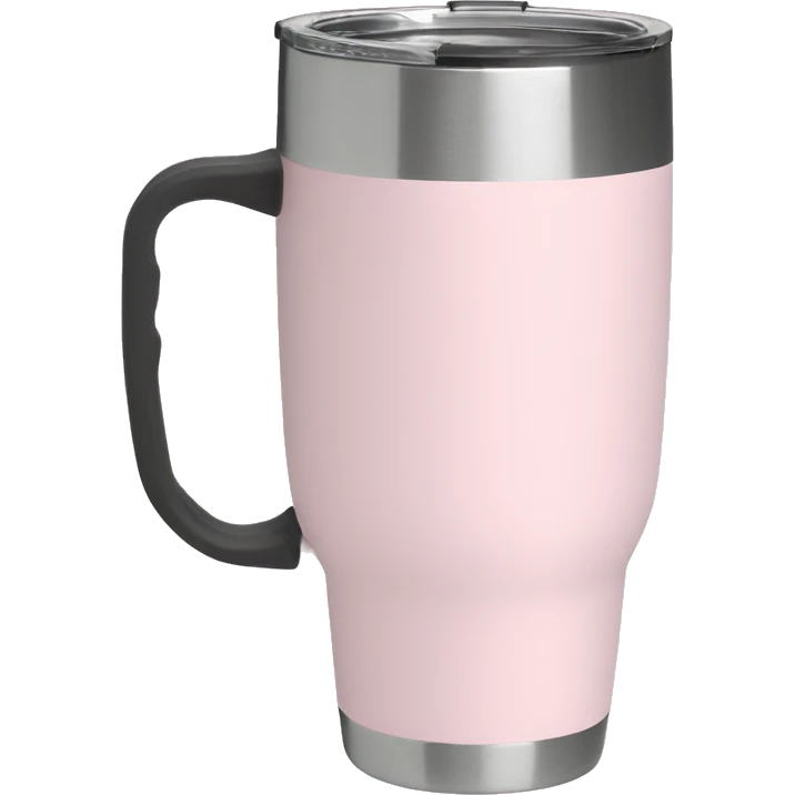 Light pink 40oz Stanley tumbler with handle emoji
