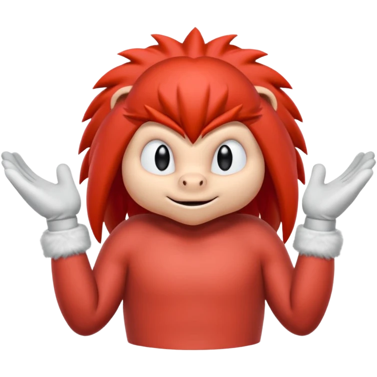 Sonic the hedgehogs friend knuckles a red animal with peach arms and white gloves emoji