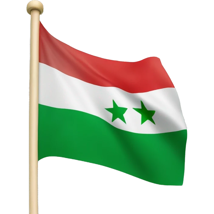 Syrian flag but instead of the red on top green and instead of 2 stars 3 in red emoji