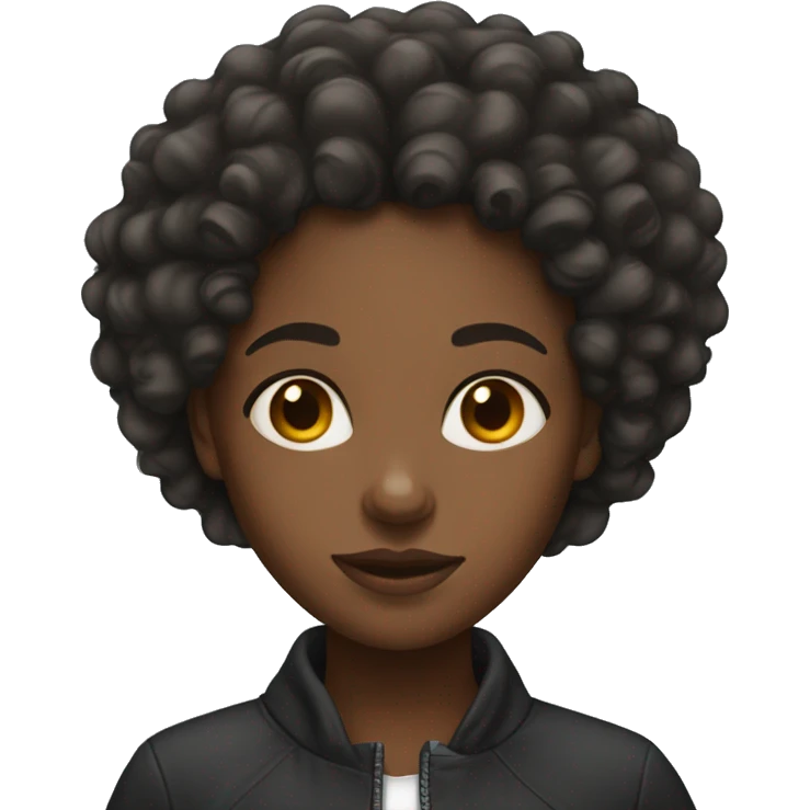 black girl with curly hair face forward emoji