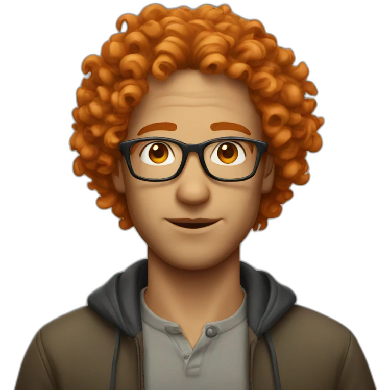 A man with orange curly hair thin nose and glasses emoji