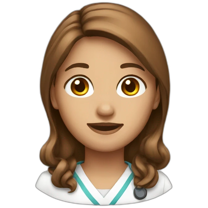 Nurse brown long hair emoji