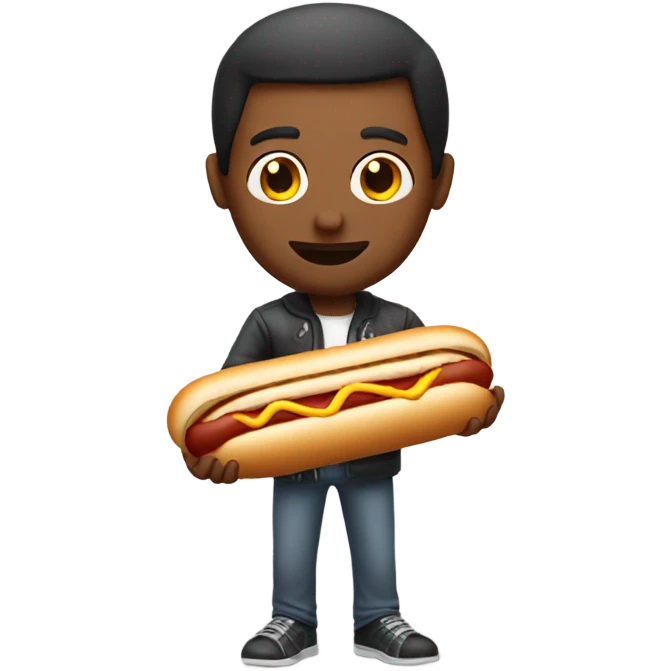 Guy holding plain hotdog emoji