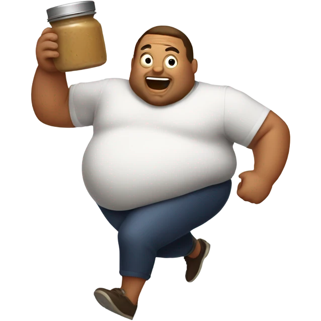 A fat guy running out of gravy emoji