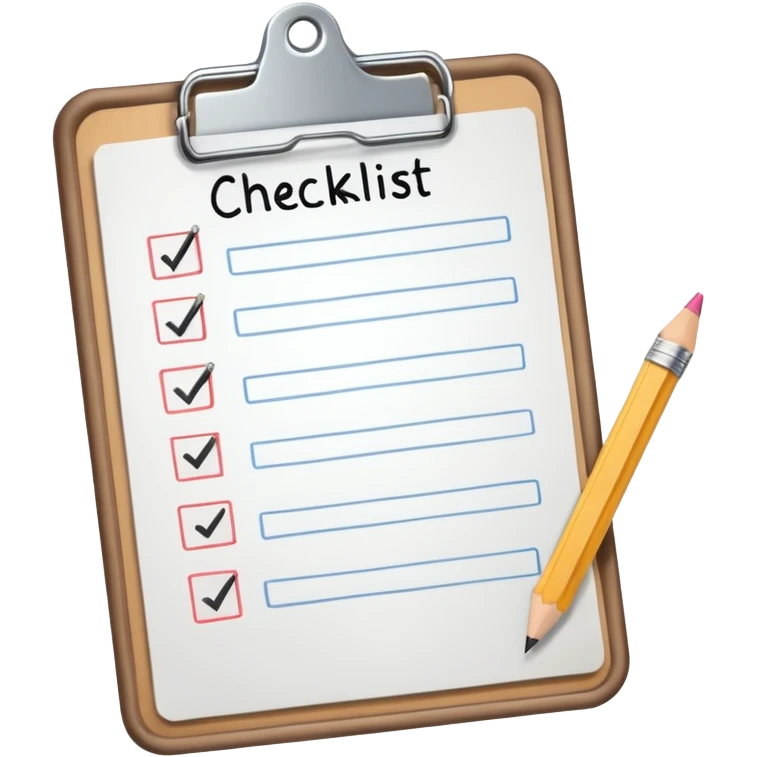 checklist on a clipboard with a pencil emoji