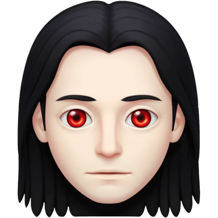 Мужчина с черными длинными волосами, и красными глазами  emoji