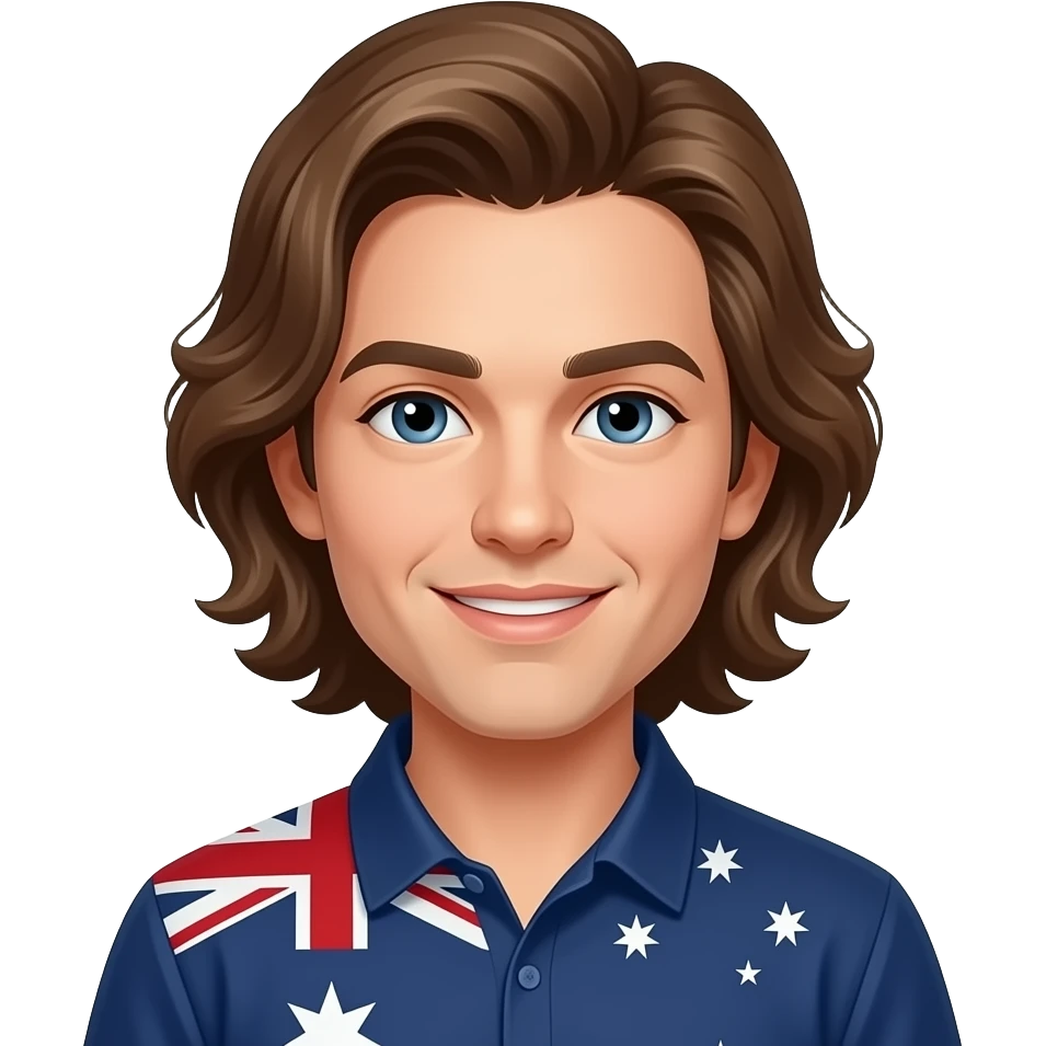 aussie with brown wavy hair emoji