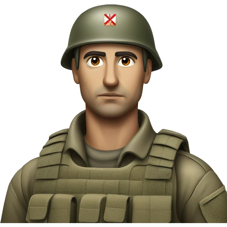 Photorealistic serious serbian soldier emoji