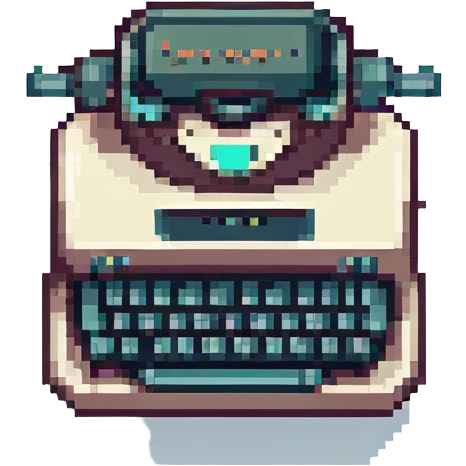 robot typewriter, pixel art style emoji
